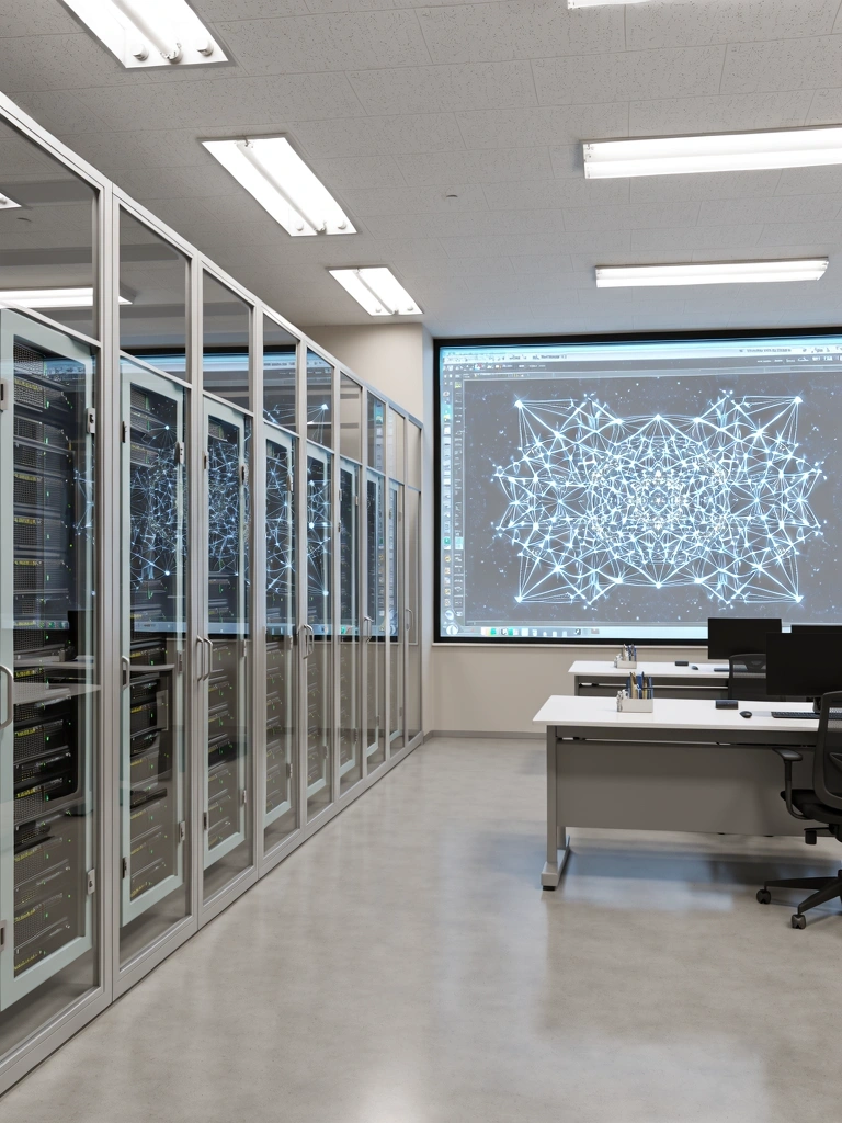 CortexGraphSync research facility interior